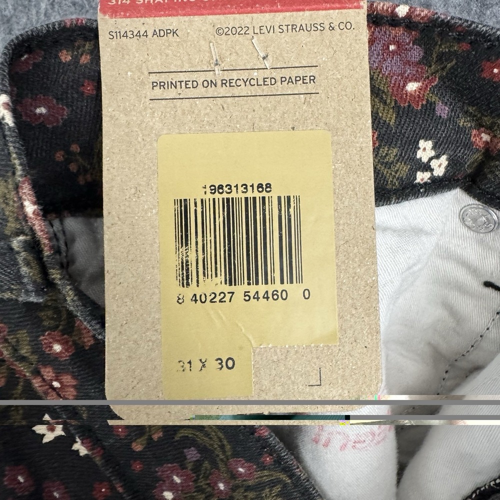 Levi's 314 Shaping Straight Floral Jeans Women's 31x30 Mid‎ Rise NWT HyperSoft - Picture 9 of 15